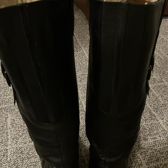 Lands End riding boots leather size 9.  Black with gold accents GUC. - Picture 5 of 6